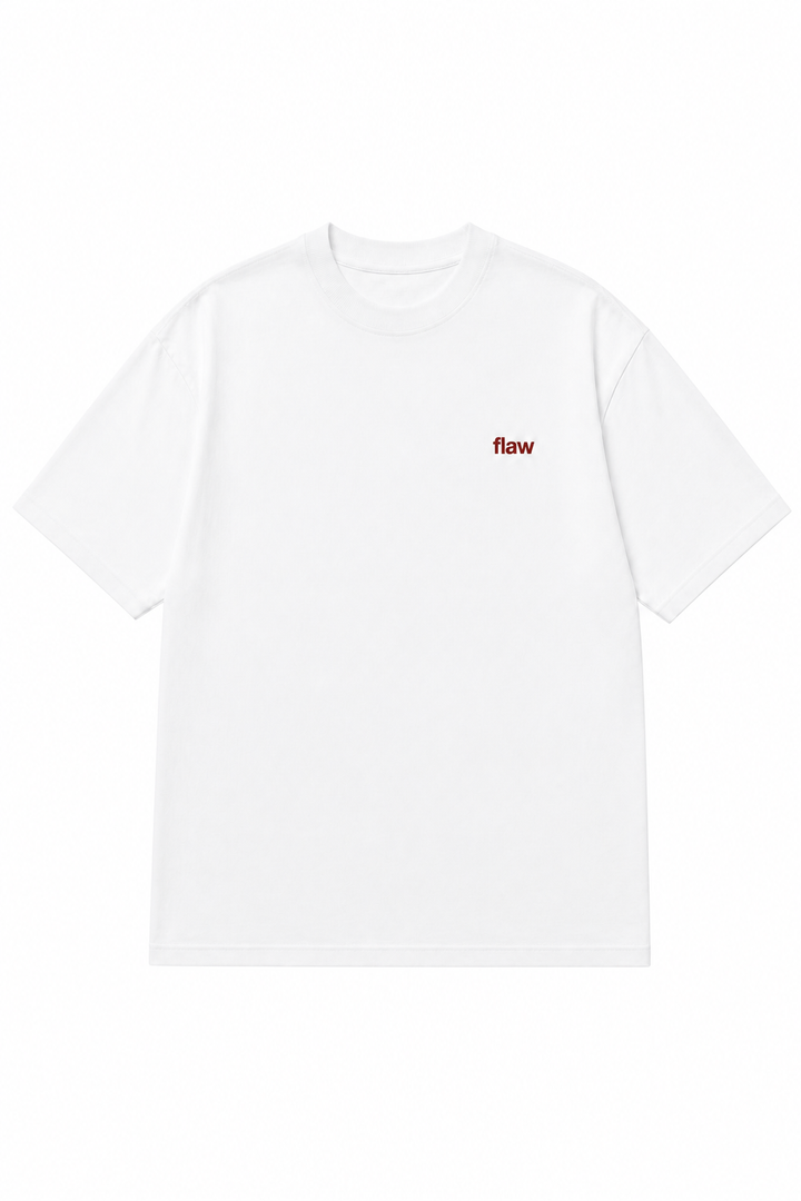 Polera FLAW Tell Your Parents – Relaxed Fit color blanco vista frontal