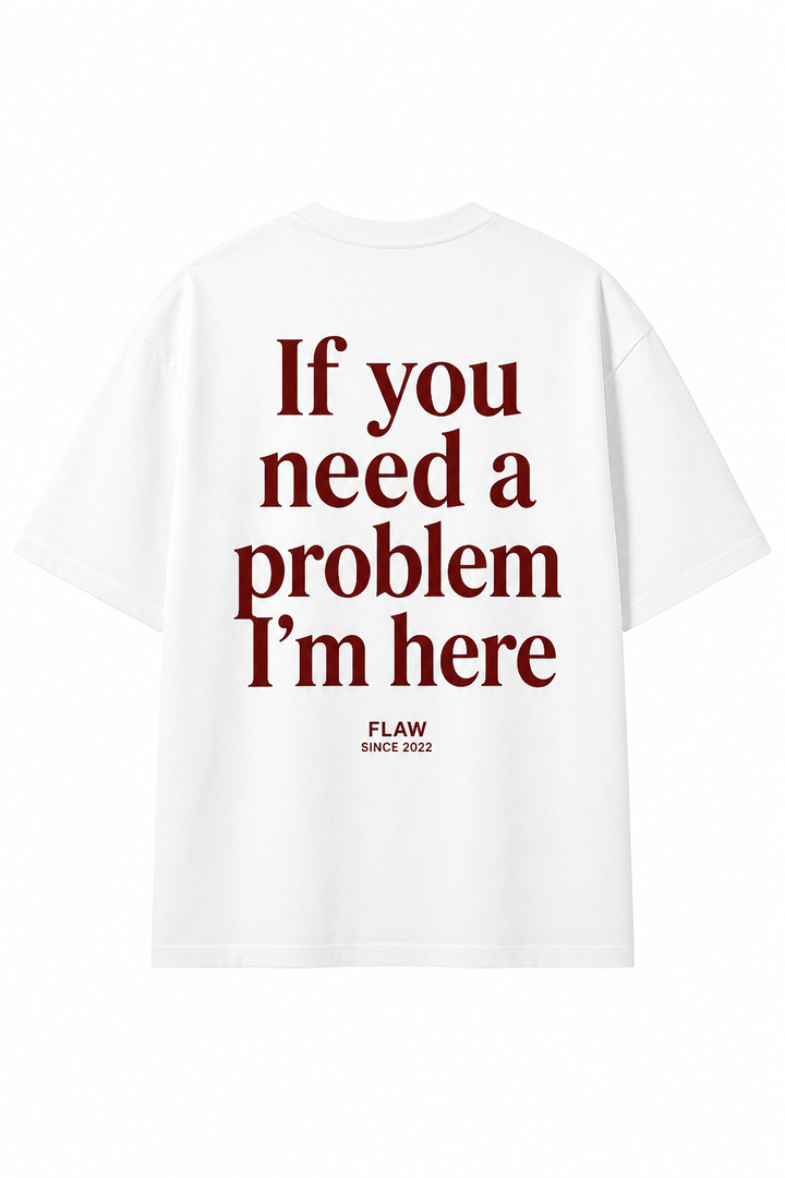 Polera FLAW If You Need a Problem – Relaxed Fit color blanco vista trasera