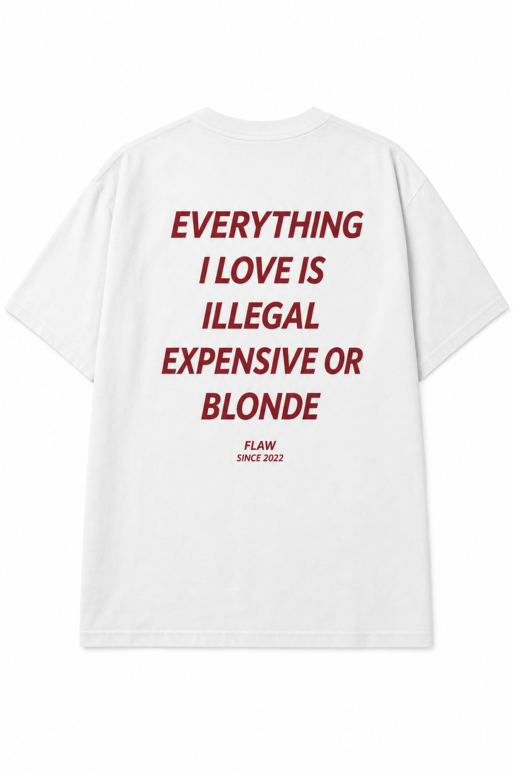 Polera FLAW Everything I Love – Relaxed Fit color blanco vista trasera