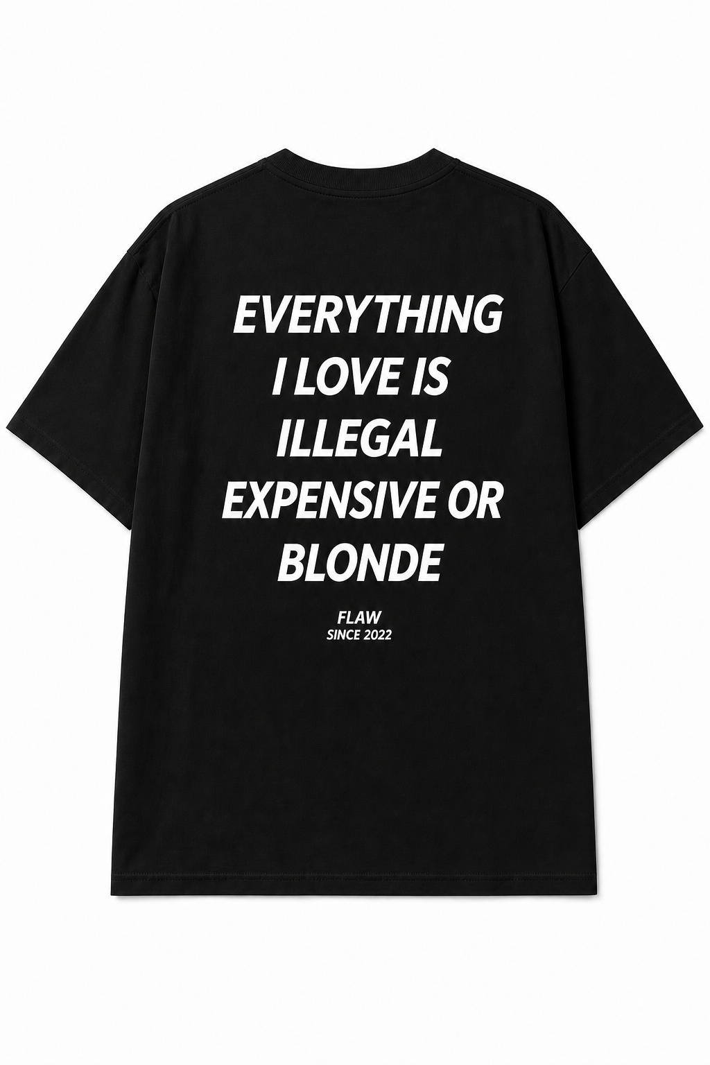 Polera FLAW Everything I Love – Relaxed Fit color negro vista trasera