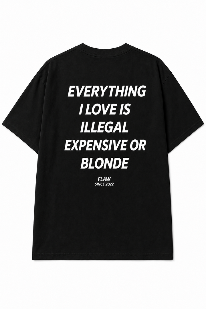 Polera FLAW Everything I Love – Relaxed Fit color negro vista trasera