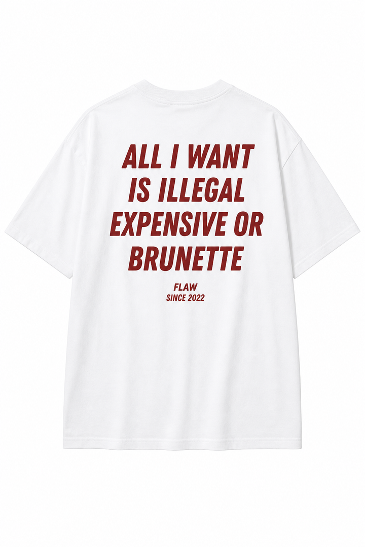 Polera FLAW All I Want Brunette – Relaxed Fit color blanco vista trasera