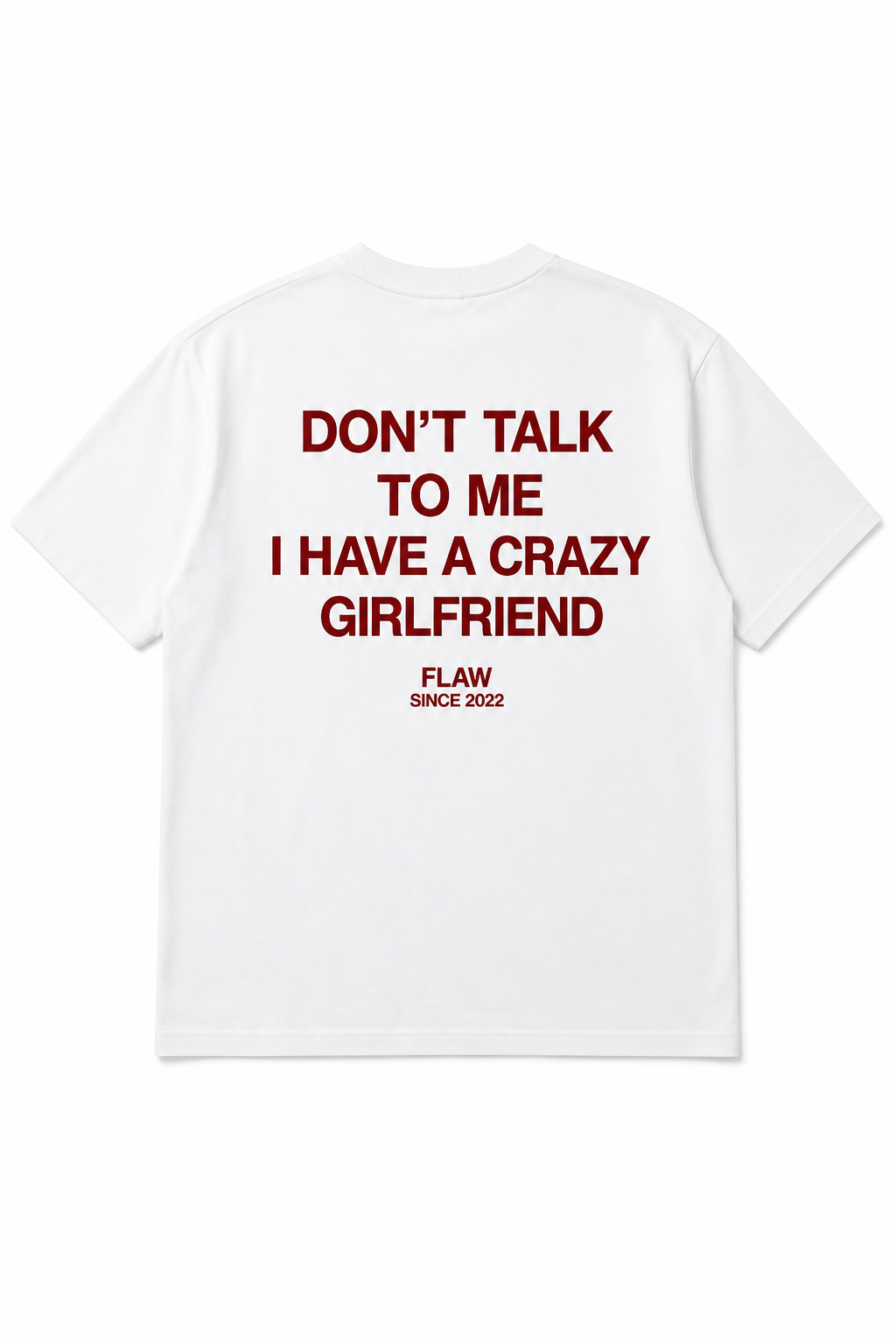 Polera FLAW Crazy Girlfriend – Relaxed Fit color blanco vista trasera