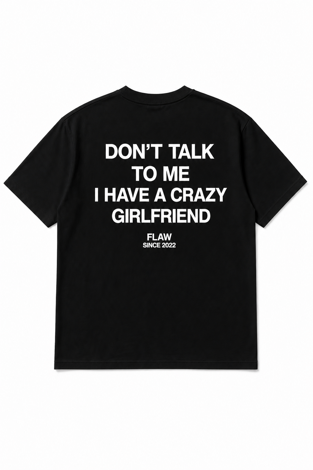 Polera FLAW Crazy Girlfriend – Relaxed Fit color negro vista trasera