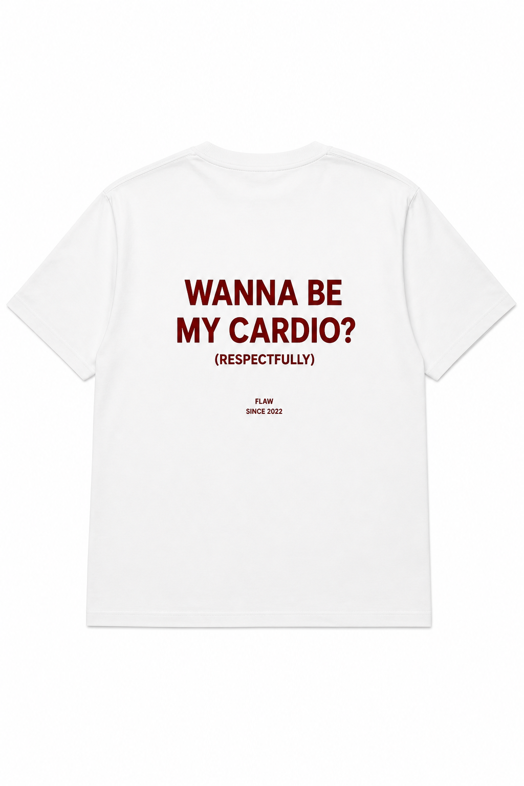 Polera FLAW Wanna Be My Cardio – Relaxed Fit color blanco vista trasera