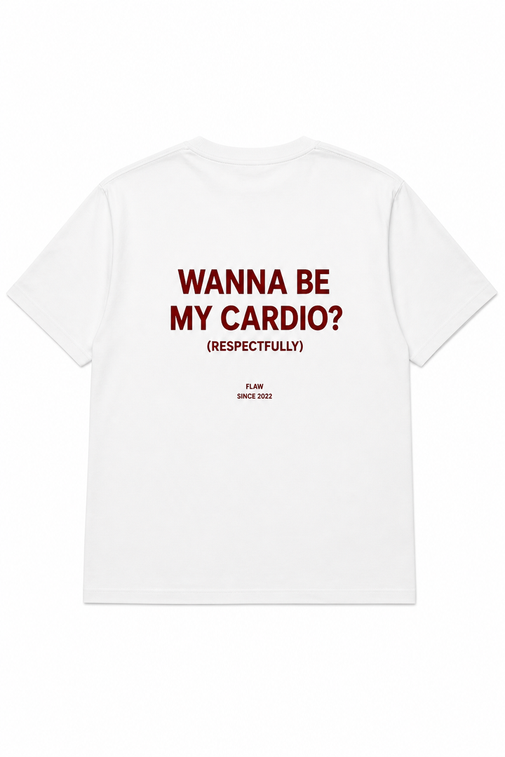 Polera FLAW Wanna Be My Cardio – Relaxed Fit color blanco vista trasera
