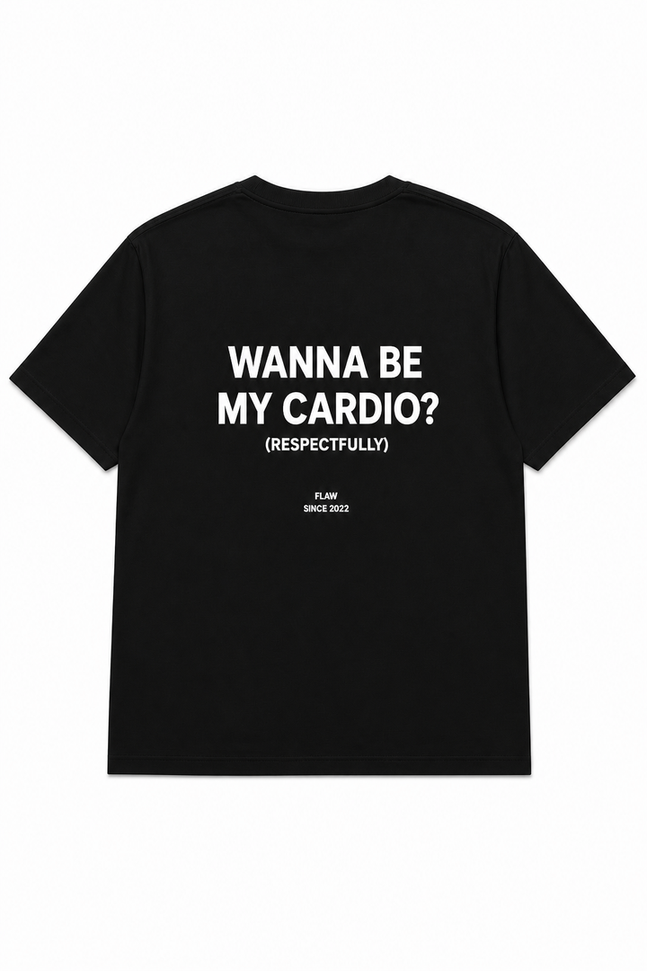 Polera FLAW Wanna Be My Cardio – Relaxed Fit color negro vista trasera