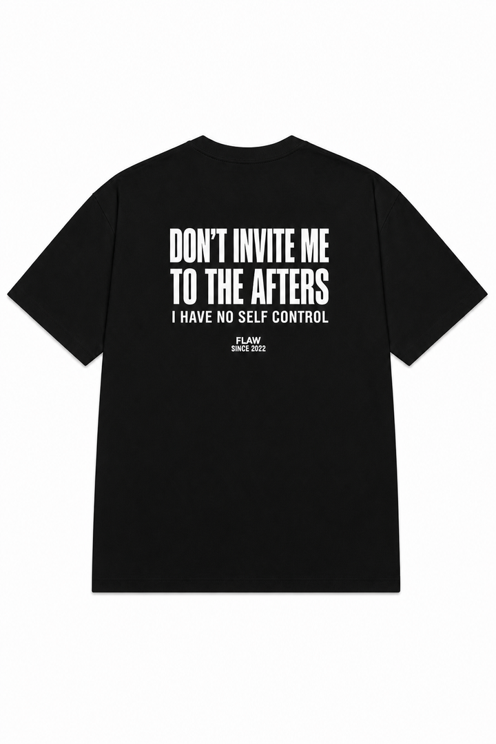 Polera FLAW Don’t Invite Me to the Afters – Relaxed Fit color negro vista trasera