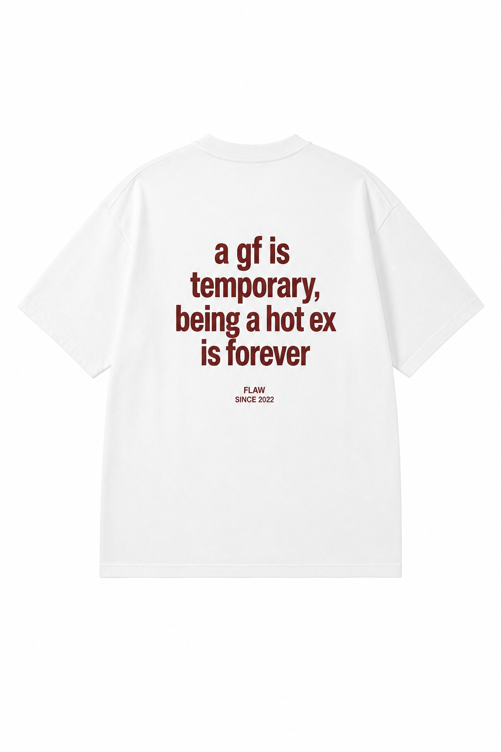 Polera FLAW Hot Ex Forever – Relaxed Fit color blanco vista trasera