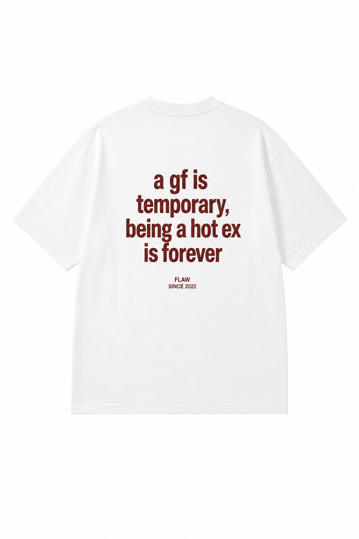 Polera FLAW Hot Ex Forever – Relaxed Fit color blanco vista trasera