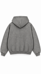 Poleron Essential Acid Two Flaw - Gris Acid Wash - espalda