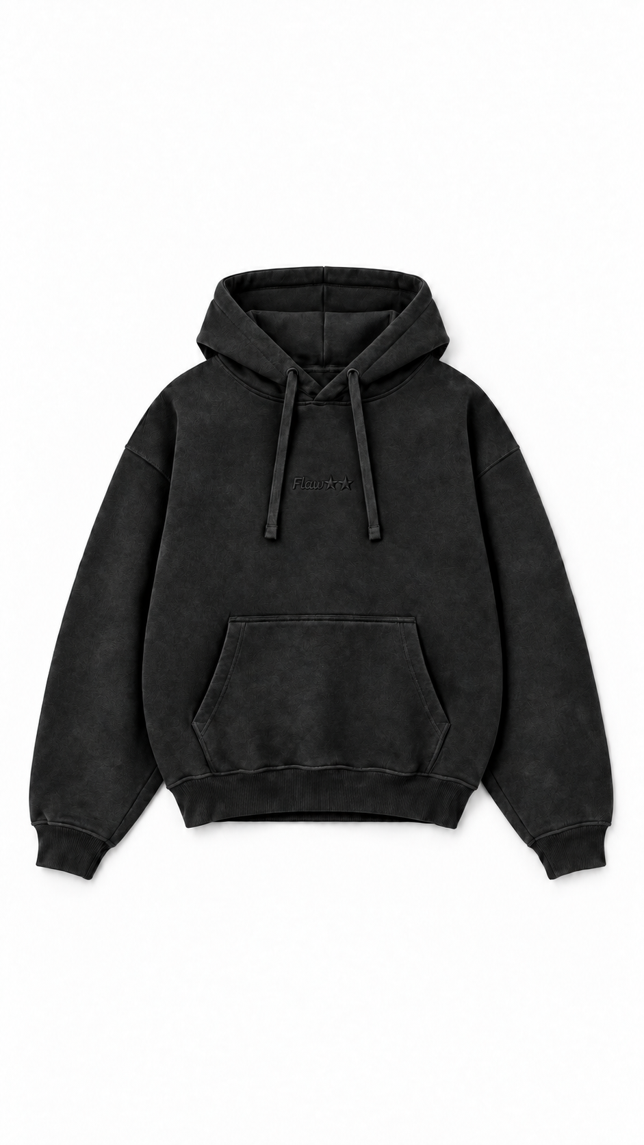 Poleron Essential Acid Two Flaw - Negro Acid Wash - frente