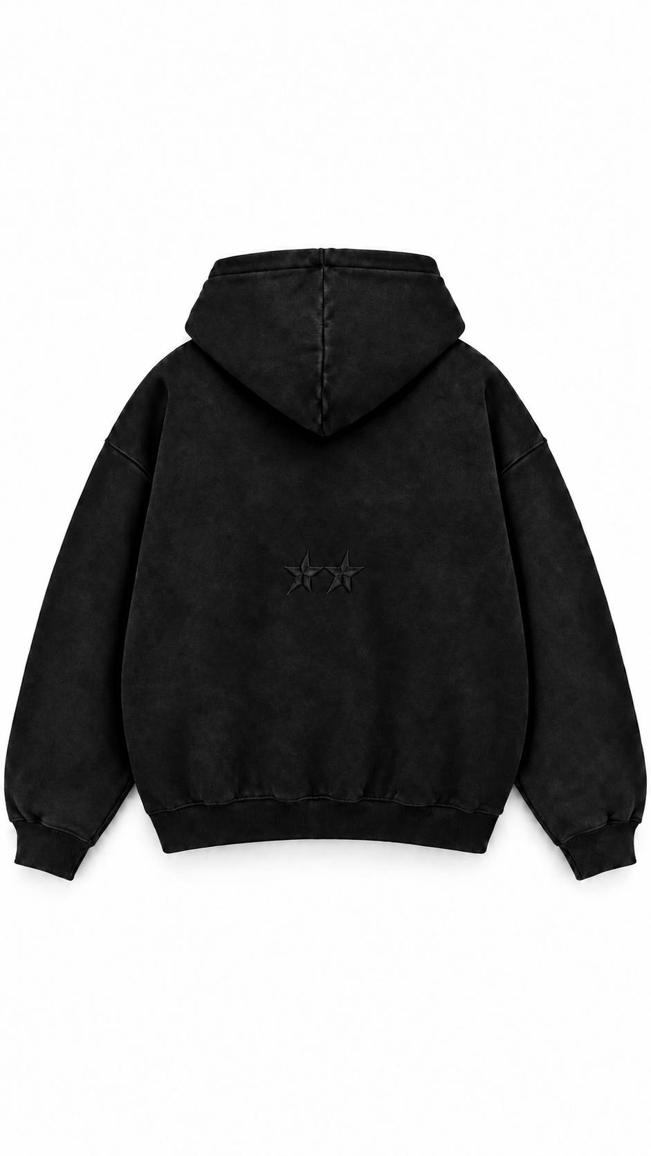 Poleron Essential Acid Two Flaw - Negro Acid Wash - espalda