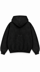 Poleron Essential Acid Two Flaw - Negro Acid Wash - espalda