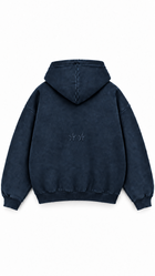 Poleron Essential Acid Two Flaw - Azul marino Acid Wash - espalda