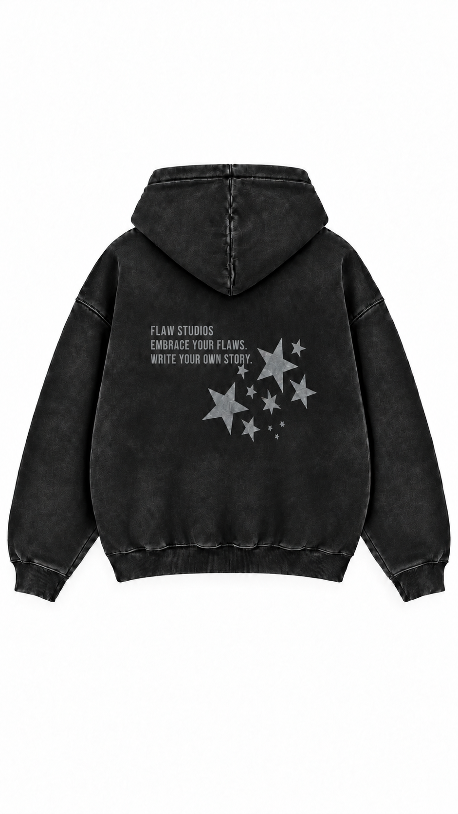 Polerón Essential Vía Flaw - Negro Acid Wash - espalda