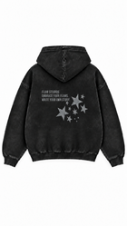 Polerón Essential Vía Flaw - Negro Acid Wash - espalda