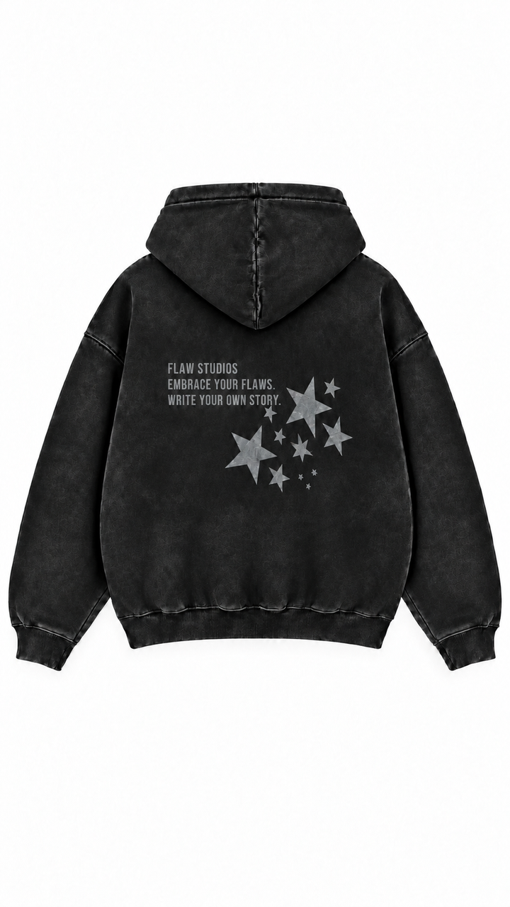 Polerón Essential Vía Flaw - Negro Acid Wash - espalda