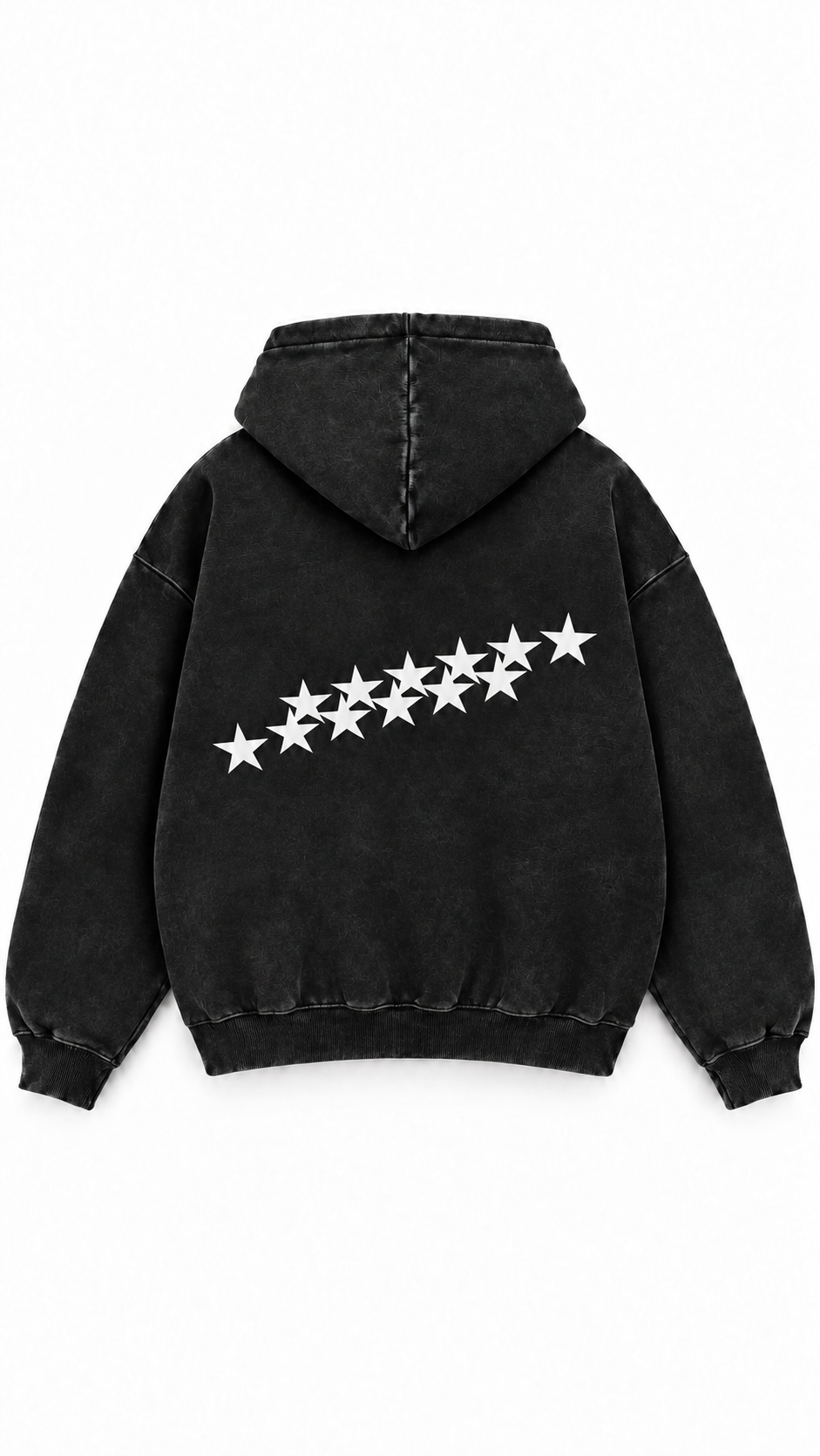 Poleron Essential Lactea Acid Flaw - Negro Acid Wash - espalda
