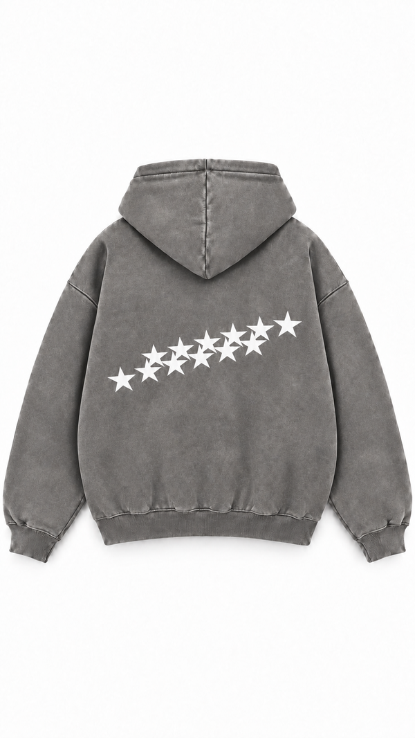 Poleron Essential Lactea Acid Flaw - Gris Acid Wash - espalda