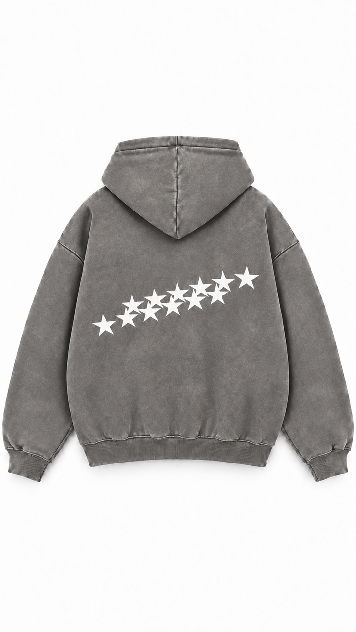 Poleron Essential Lactea Acid Flaw - Gris Acid Wash - espalda