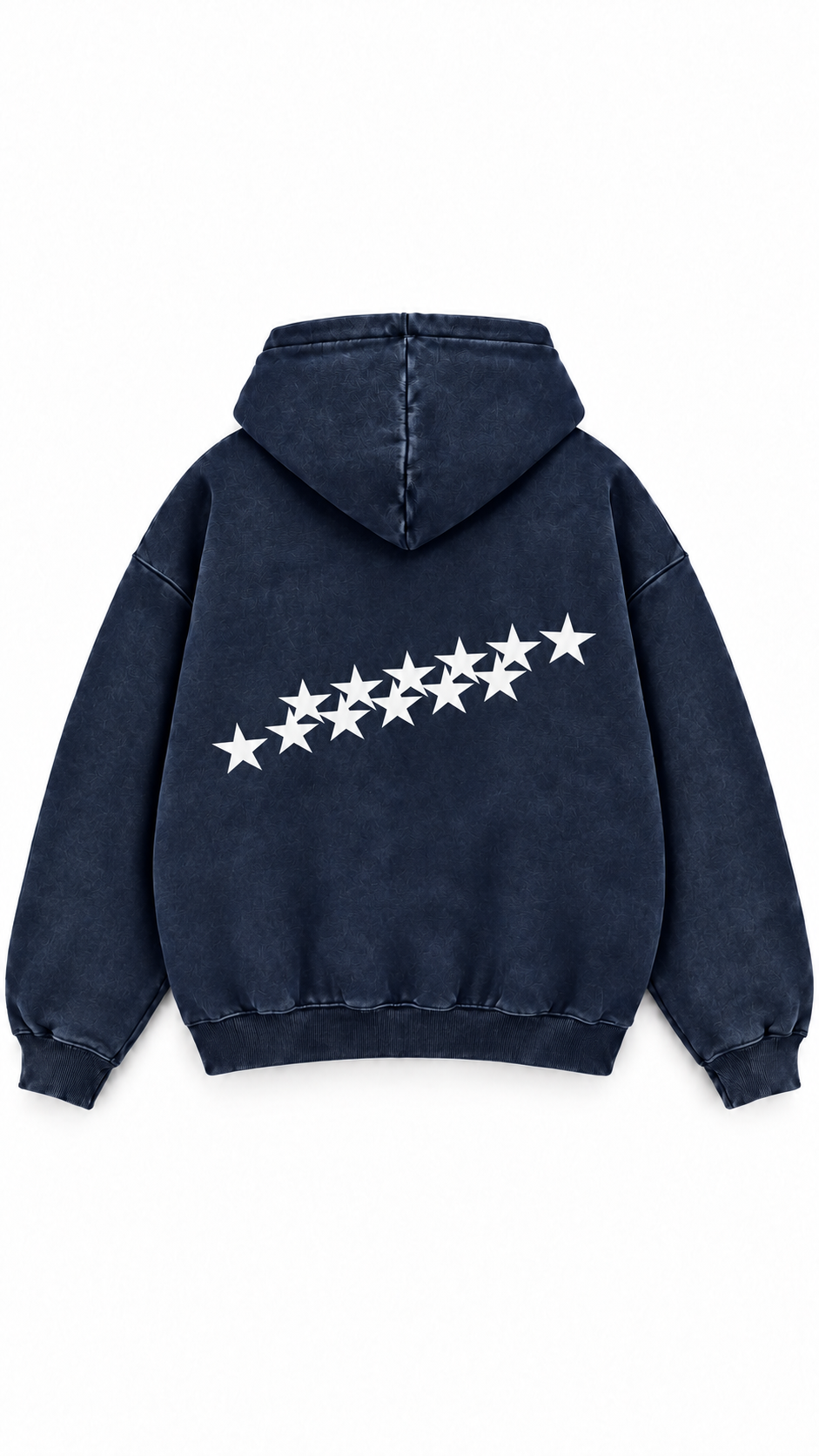 Poleron Essential Lactea Acid Flaw - Azul marino Acid Wash - espalda