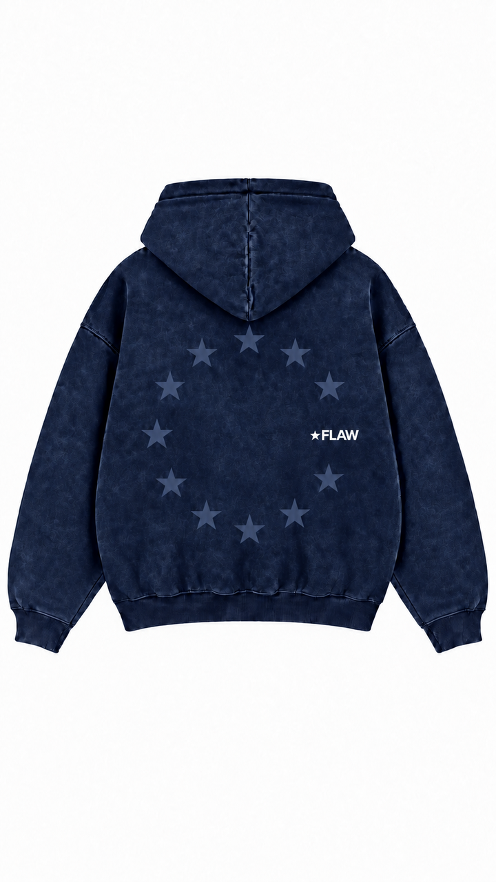 Poleron Essential Cosmic Acid 2.0 Flaw - Azul marino Acid Wash - espalda
