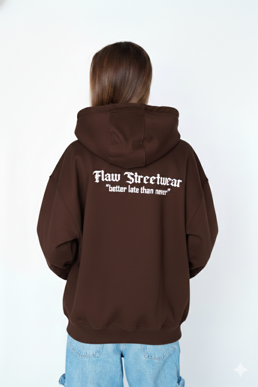 Poleron Streetwear Boxy Fit Flaw Cafe Gotic