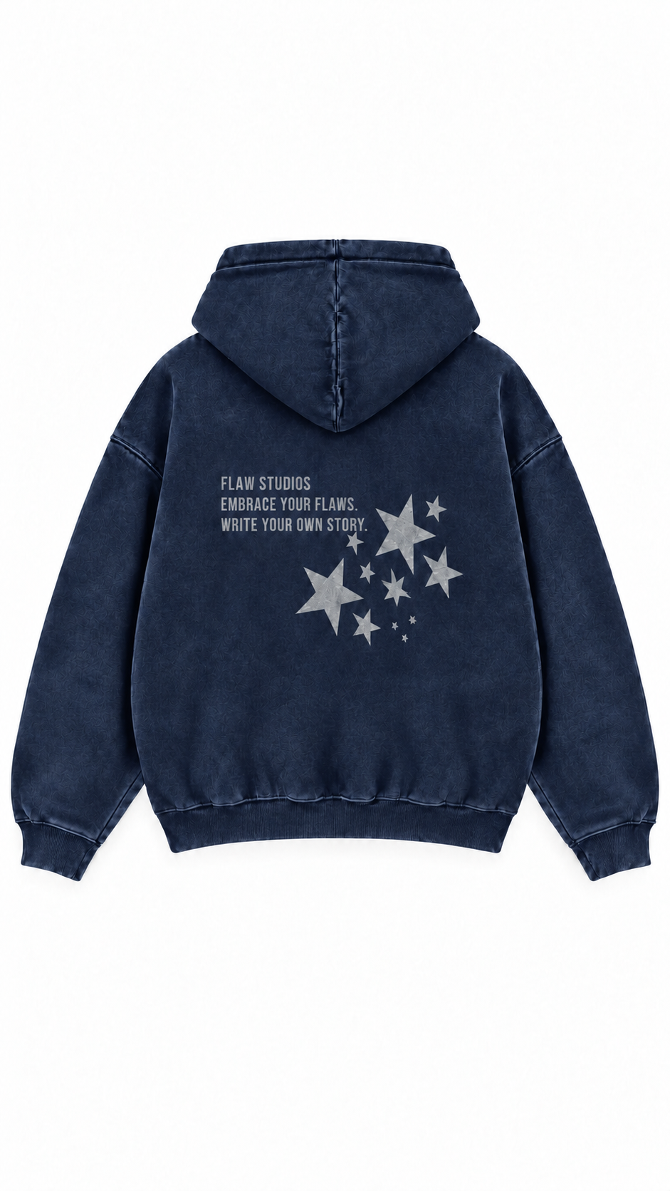 Polerón Essential Vía Flaw - Azul marino Acid Wash - espalda