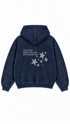 Polerón Essential Vía Flaw - Azul marino Acid Wash - espalda