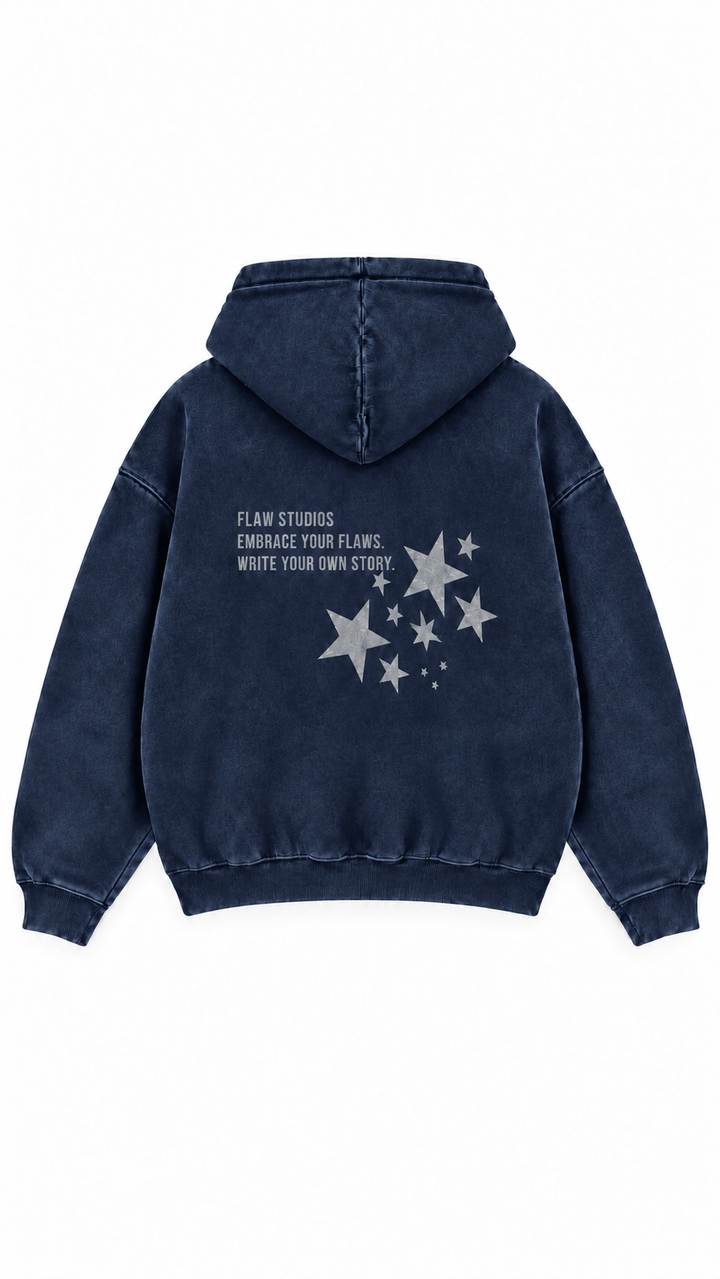 Polerón Essential Vía Flaw - Azul marino Acid Wash - espalda