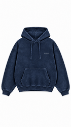 Polerón Essential Vía Flaw - Azul marino Acid Wash - frente