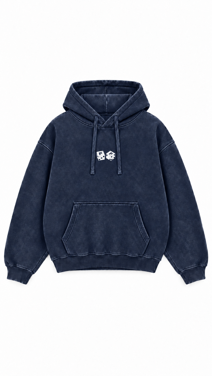 Poleron Essential Dice Acid Wash Flaw - Azul marino Acid Wash - frente