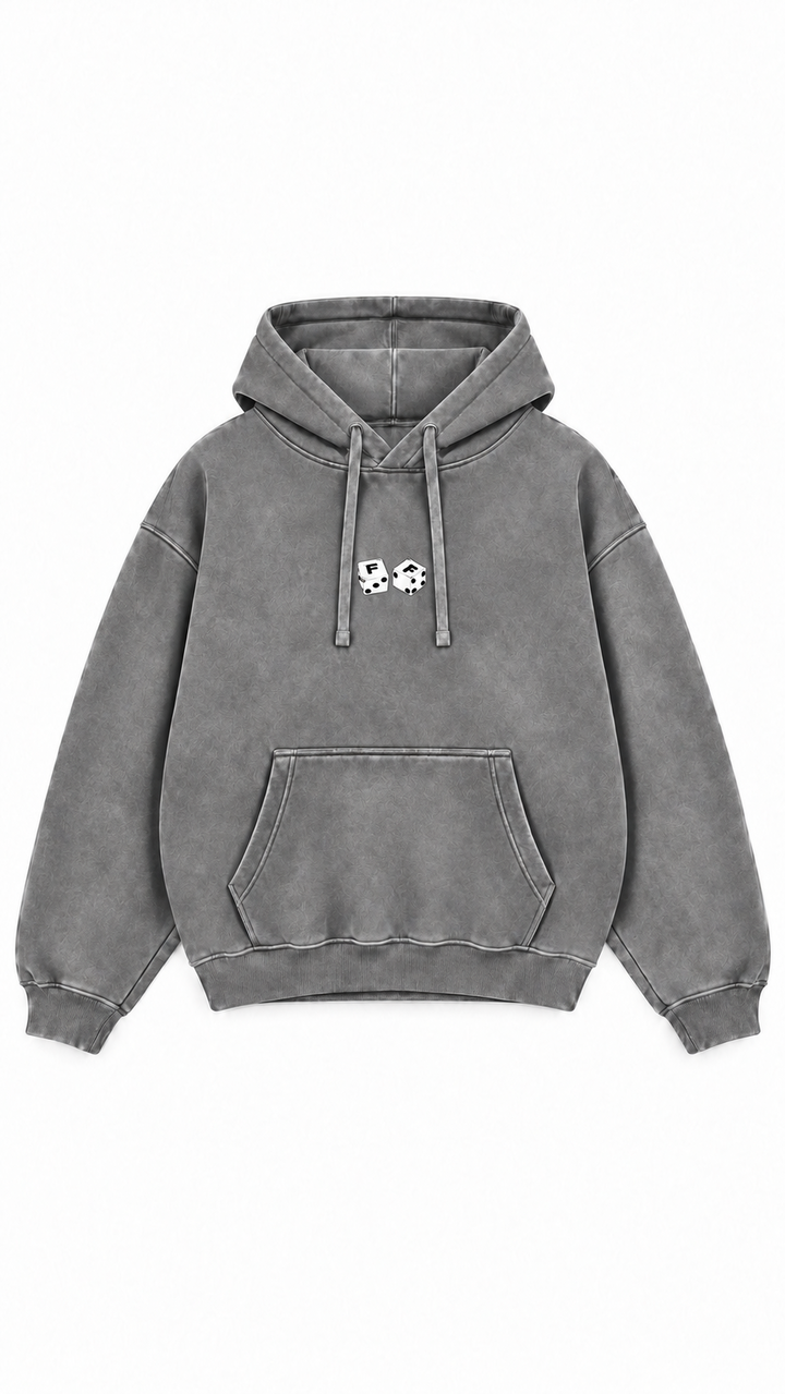 Poleron Essential Dice Acid Wash Flaw - Gris Acid Wash - frente