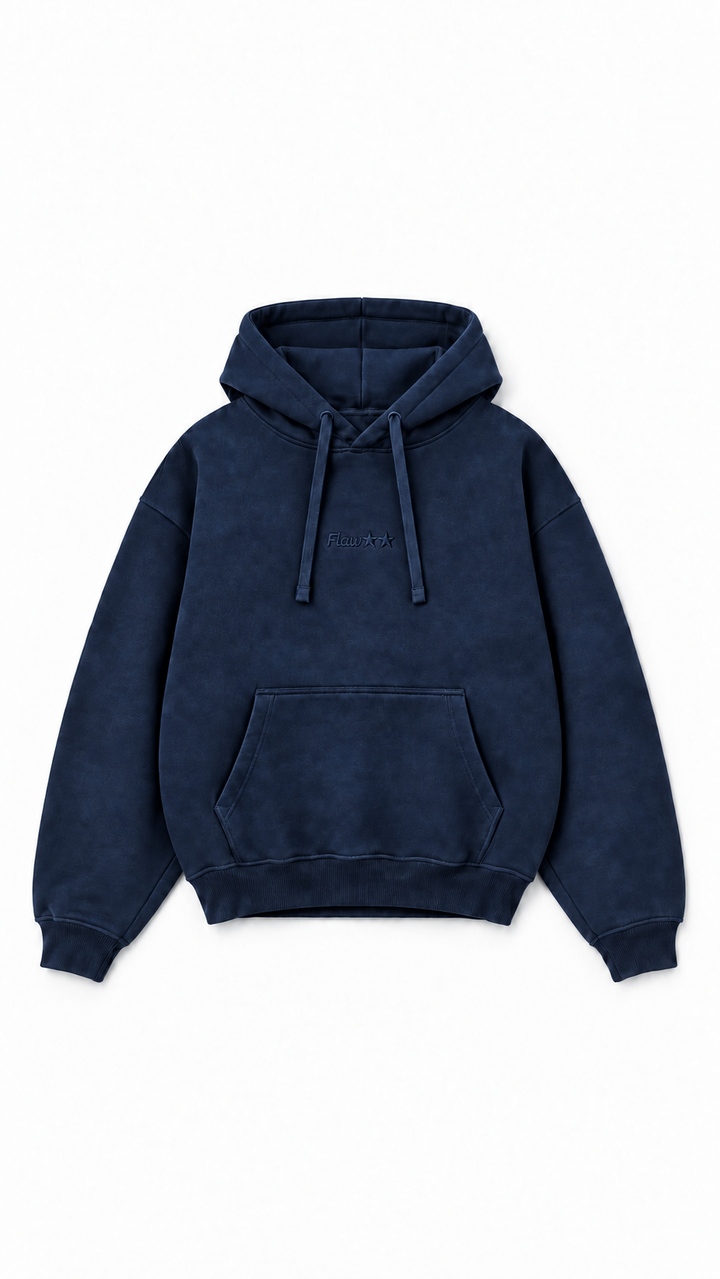 Poleron Essential Acid Two Flaw - Azul marino Acid Wash - frente