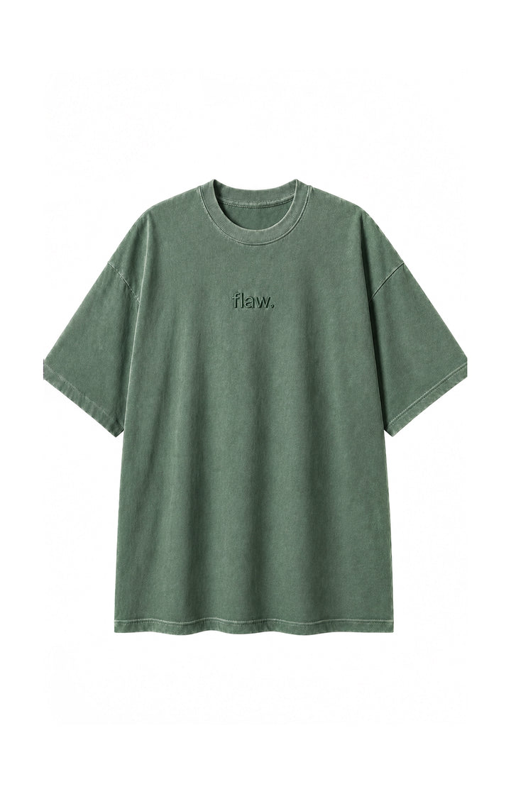 Polera Flaw Core Acid Wash Bordado