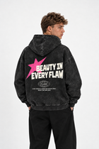 Polerón Essential Beuty Acid Wash Flaw - Negro Acid Wash - hombre en estudio - espalda