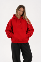 Polerón Essential Cosmic Flaw - Rojo - mujer en estudio - frente