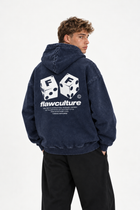 Polerón Essential Dice Acid Wash Flaw - Azul marino Acid Wash - hombre en estudio - espalda