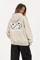 Polerón Essential Dice Flaw - Crudo - mujer en estudio - espalda