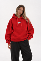 Polerón Essential Dice Flaw - Rojo - mujer en estudio - frente
