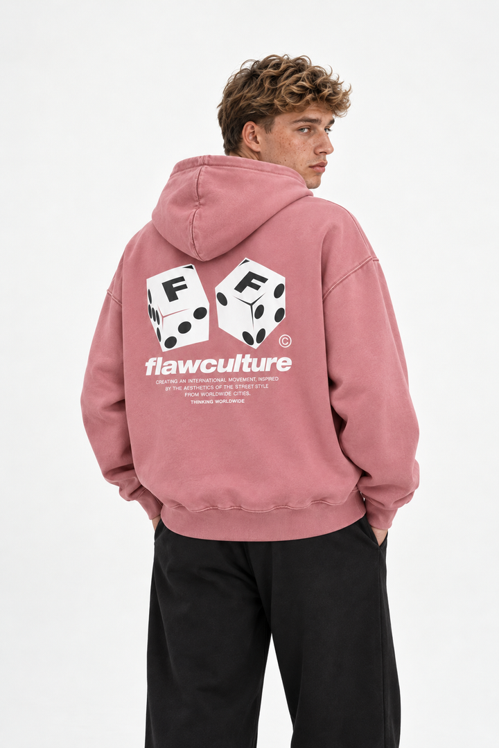 Polerón Essential Dice Flaw - Rosa palo - hombre en estudio - espalda