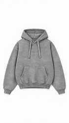 Poleron Essential Acid Two Flaw - Gris Acid Wash - frente
