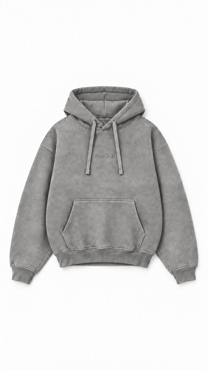 Poleron Essential Acid Two Flaw - Gris Acid Wash - frente