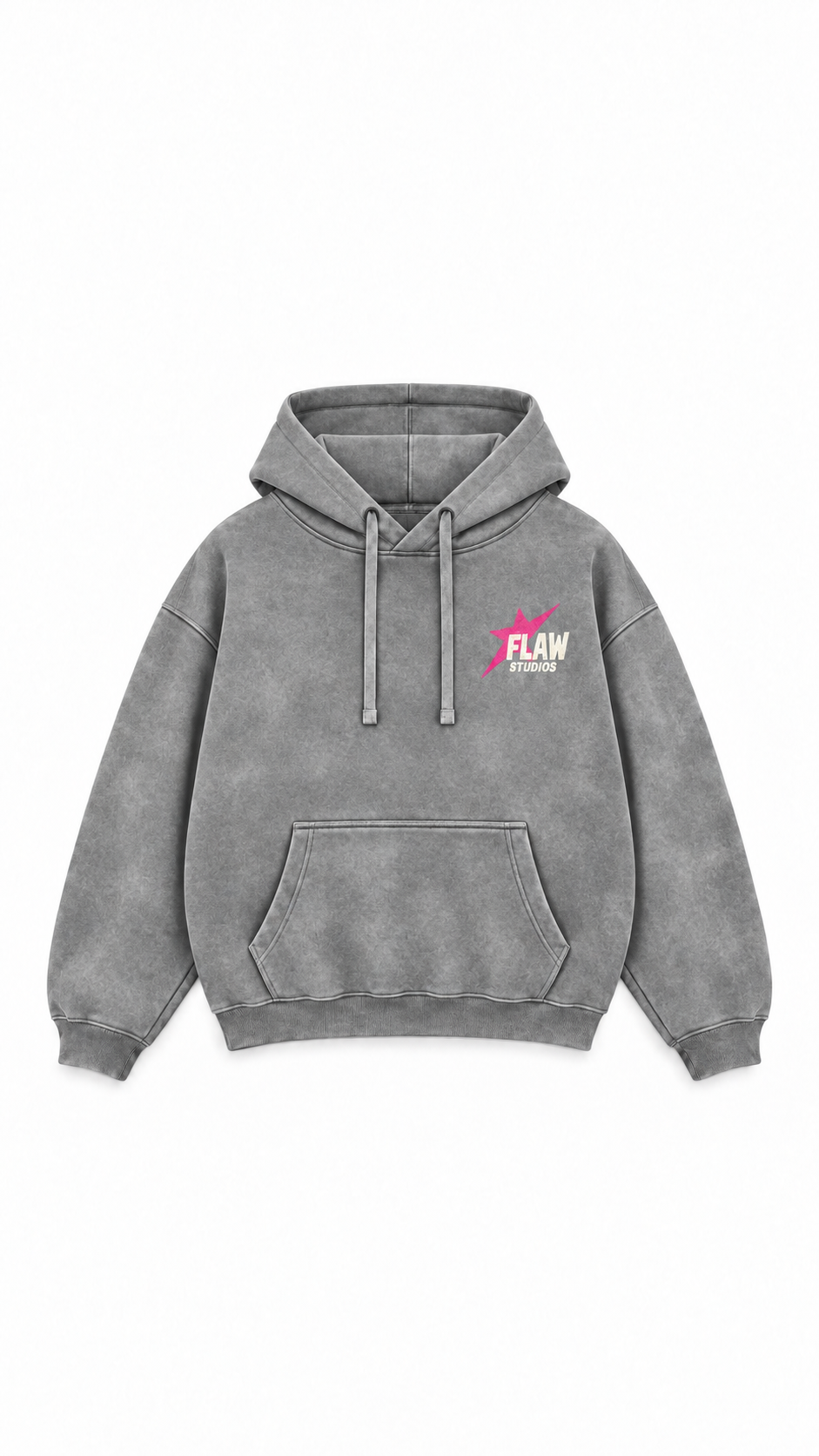 Polerón Essential Beuty Acid Wash Flaw - Gris Acid Wash - frente
