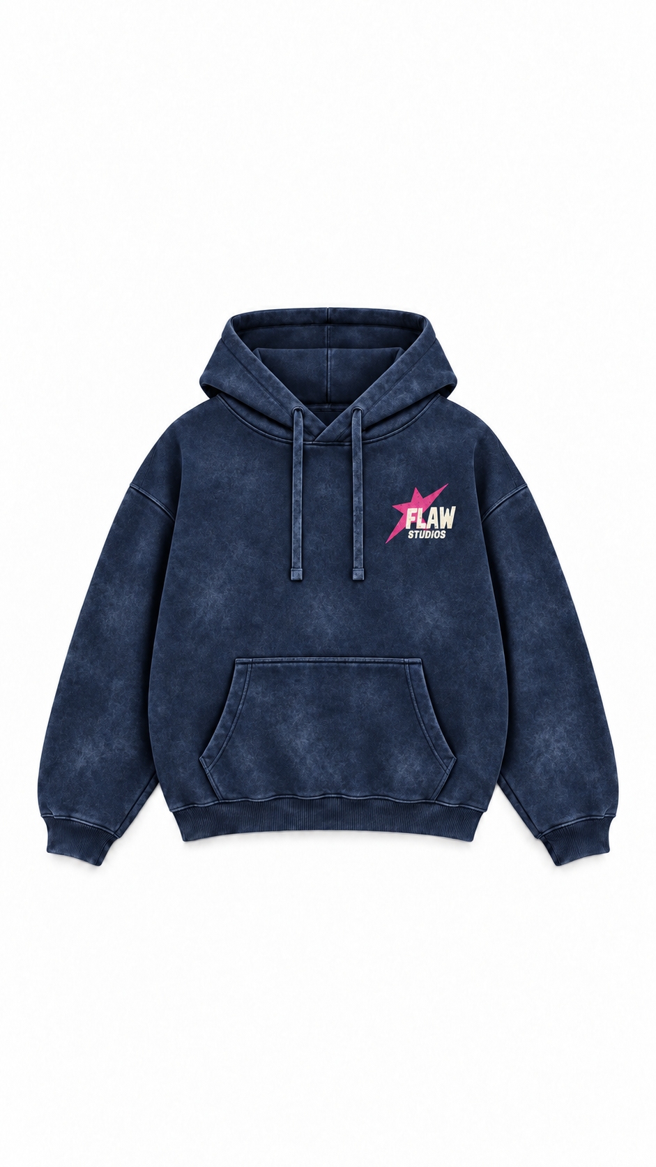 Polerón Essential Beuty Acid Wash Flaw - Azul marino Acid Wash - frente
