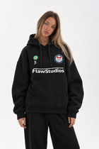 Polerón Essential Football Club Flaw - Black - mujer en estudio - frente