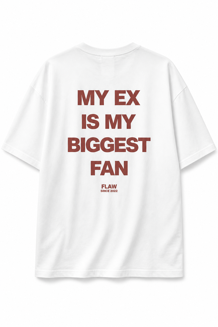 Polera FLAW My Ex Is My Biggest Fan blanca - espalda