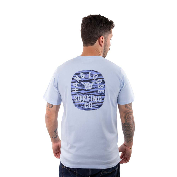 Polera Manga Corta Hombre Deck Celeste Hang Loose