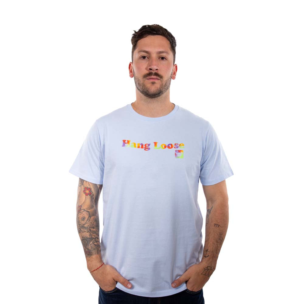 Polera Manga Corta Hombre Spray Celeste Hang Loose